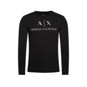 Zwarte T-shirts met ronde hals en lange mouwen Armani Exchange , Black...