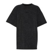 Zwart Gewassen Oversized Tee Top Gestuz , Black , Dames