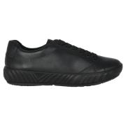 Zwarte Leren Wijde Pasvorm Sneaker ara , Black , Dames