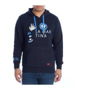 Hoodie met rits en unieke graphics La Martina , Blue , Heren