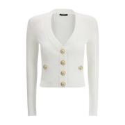 Monochrome V-hals Cardigan met reliëf knoopsluiting Balmain , White , ...