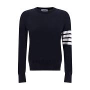 Geribbelde Crew Neck Fleece Trui Thom Browne , Black , Dames