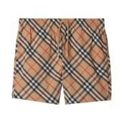 Beige Check Swim Shorts Burberry , Beige , Heren