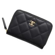 Pre-owned Leather wallets Chanel Vintage , Black , Dames