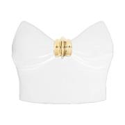 Elegante Polyester Top met Strik Detail Elisabetta Franchi , White , D...