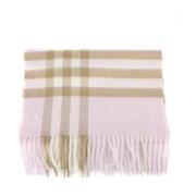 Roze Kasjmier Tartan Patroon Franje Sjaal Burberry , Pink , Unisex