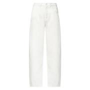 Witte Ballon Fit Katoenen Jeans Pinko , White , Dames