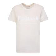 Roze Katoenen T-shirt met Logo Print Alexander McQueen , Pink , Dames