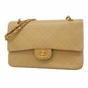 Pre-owned Leather chanel-bags Chanel Vintage , Beige , Dames