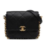 Pre-owned Leather shoulder-bags Chanel Vintage , Black , Dames