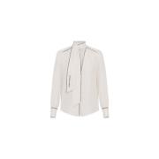 Georgette blouse met sjaal Elisabetta Franchi , White , Dames