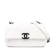 Pre-owned Leather crossbody-bags Chanel Vintage , White , Dames