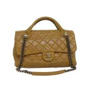 Pre-owned Leather chanel-bags Chanel Vintage , Yellow , Dames