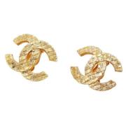 Pre-owned Metal earrings Chanel Vintage , Yellow , Dames