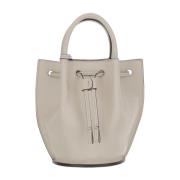 Leren Bucket Bag met Trekkoordsluiting Tod's , White , Dames