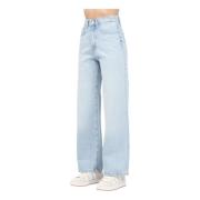 Heldere Blauwe Wijde Pijp Denim Jeans Only , Blue , Dames