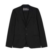 Zwart Stretch Notched Lapel Jas Herno , Black , Heren