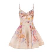 Gedrukte linnenmix Crush mini-jurk Zimmermann , Multicolor , Dames