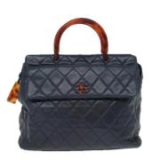 Pre-owned Leather chanel-bags Chanel Vintage , Blue , Dames