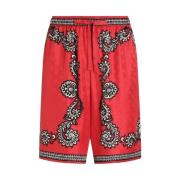 Rode Bandana Print Trekkoordbroek Dolce & Gabbana , Red , Heren