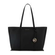 Stijlvolle zwarte leren winkeltas Michael Kors , Black , Dames