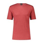 Linnen Ronde Hals T-Shirt Hugo Boss , Red , Heren