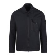 Zip-Up Overshirt Jacket Stone Island , Black , Heren