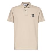 Beige Polo Shirt met Logo Patch Stone Island , Beige , Heren