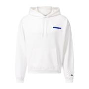 Logo Print Oversized Hoodie Lacoste , White , Heren