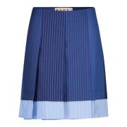 Gestreepte Wollen Minirok Marni , Blue , Dames