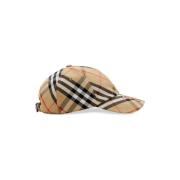 Geruite Baseballpet Beige Katoen Burberry , Beige , Heren