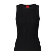 Ribgebreide Top met Speciaal Patroon Hugo Boss , Black , Dames