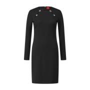 Elegante Midi Jurk met Getailleerde Snit Hugo Boss , Black , Dames