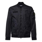 Zwarte ritsjas met logopatch Stone Island , Black , Heren