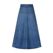 Denim Midi Rok met Gouden Details Ulla Johnson , Blue , Dames