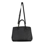 Leren Shopper Tas met Verstelbare Band Abro , Black , Dames