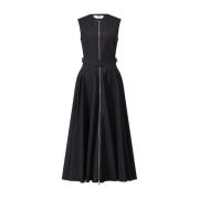 Maxi jurk met rits en tailleband Msgm , Black , Dames