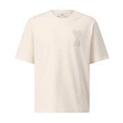 T-shirt met geborduurd logo Ami Paris , Beige , Heren