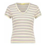 Gestreepte V-hals T-shirt Throwback Stijl Mother , Multicolor , Dames