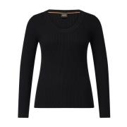 Ribgebreide Trui Elegant Uiterlijk Hugo Boss , Black , Dames