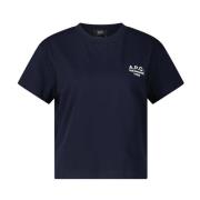 Logo Geborduurd Katoenen T-Shirt A.p.c. , Blue , Dames