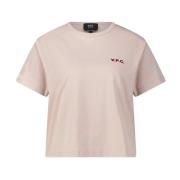 Pastel Boxy Fit T-shirt met Logo A.p.c. , Pink , Dames