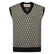 Jacquard Patroon Sweaters Navy Cream Valentino Garavani , Multicolor ,...