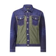 Denim en Nylon Jack met Unieke Details Dsquared2 , Blue , Heren