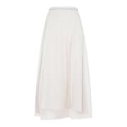 Geplooide Midi Rok Nude & Neutrals Brunello Cucinelli , White , Dames