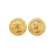 Pre-owned Metal earrings Chanel Vintage , Yellow , Dames