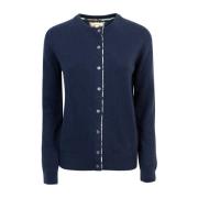 Blauwe Cardigan met Tartan Details Barbour , Blue , Dames