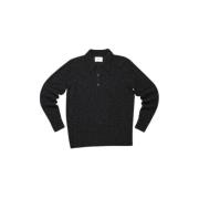 Alfie Lange Mouw Polo Gebreid Nn07 , Black , Heren