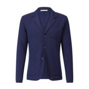 Katoenmix Blazer met Revers Kraag Maurizio Baldassari , Blue , Heren