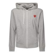 Grijze Zip Hoodie met Hartenprint Comme des Garçons Play , Gray , Here...